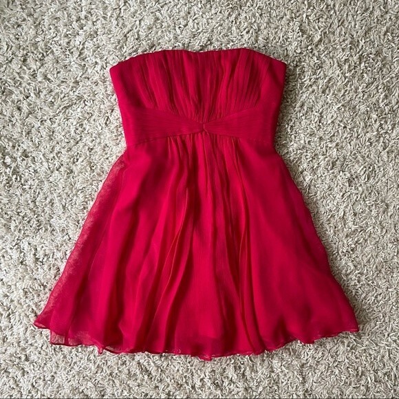 BCBGMaxAzria Rich Pink Coral Strapless Mini Cocktail Dress - Picture 2 of 9